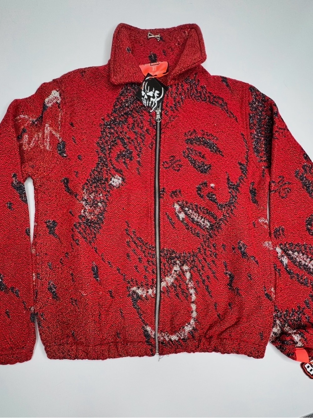 This is a Young Thug "So Much Fun" tapestry zip-up XS